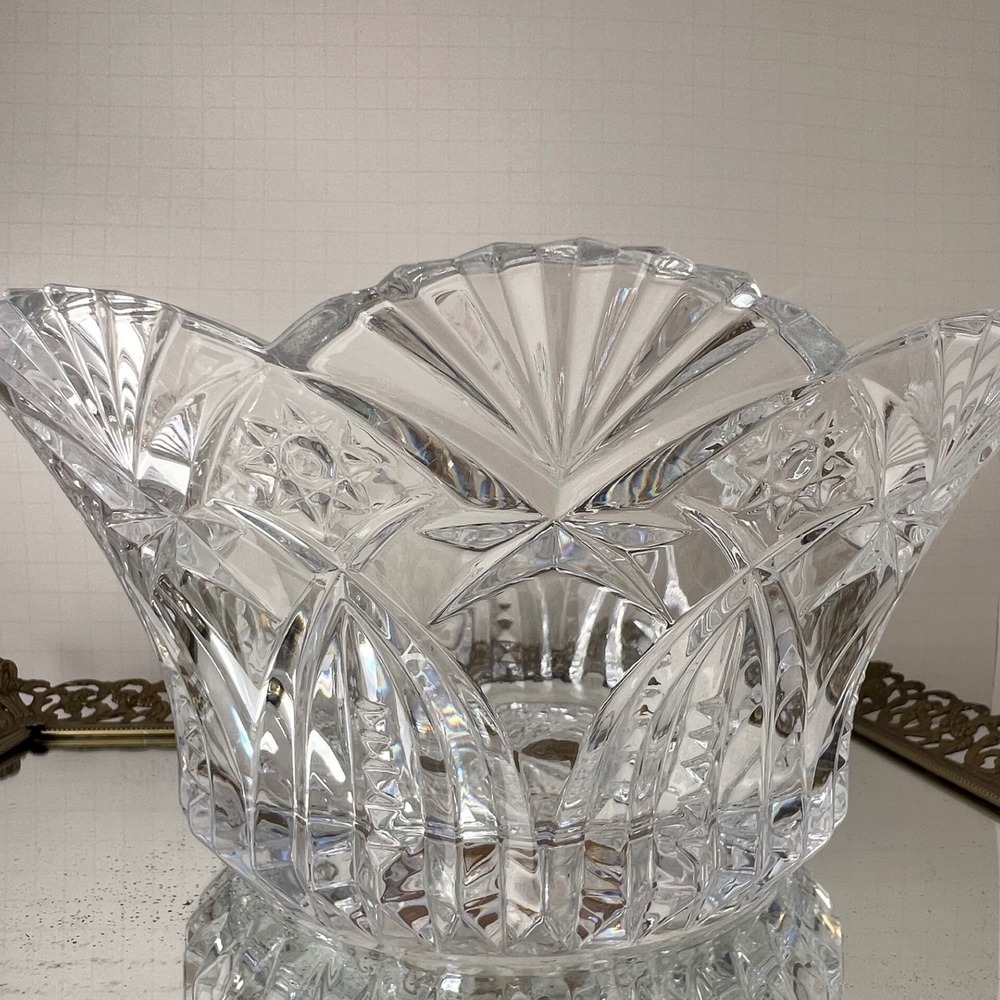 Lead Crystal Bowl Cristal dArques Bretagne Starburst Large 9 5 inch Vintage Dish